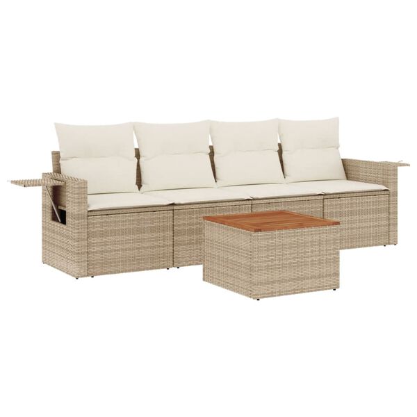 vidaXL Garden Sofa Set Beige PE rattan Large Modular Garden Sofa Set