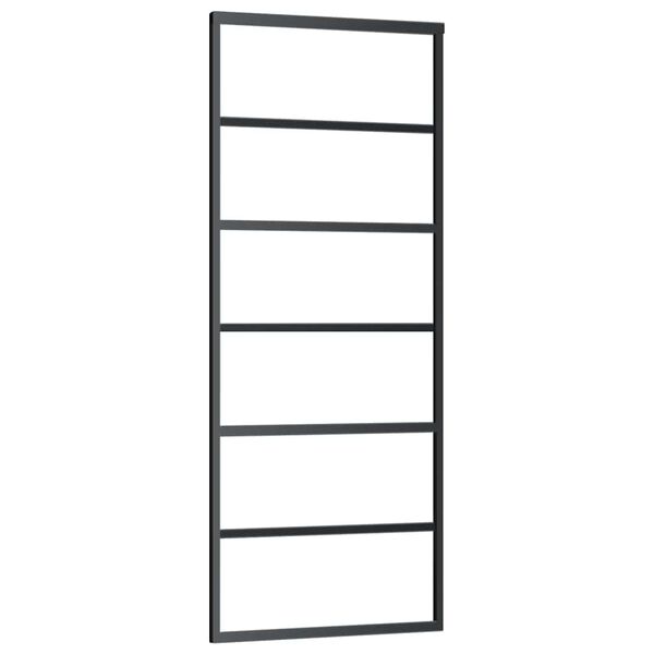 vidaXL Sliding Door ESG Glass and Aluminum 29.9"x80.7" Black