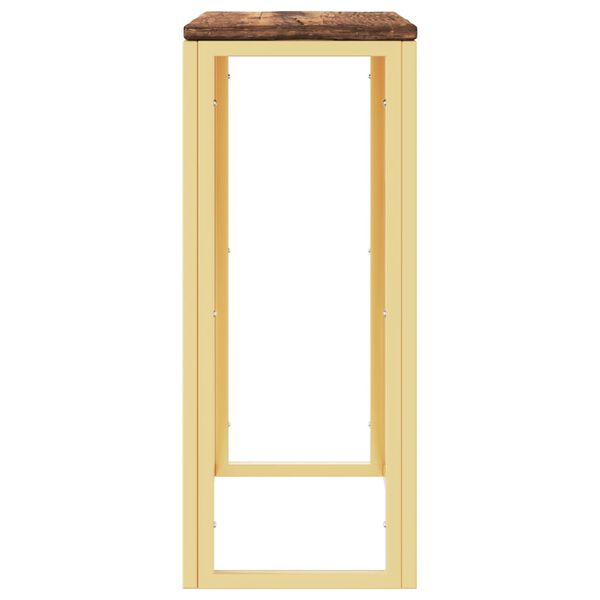 vidaXL Console Table Gold Stainless steel, solid reclaimed wood Slim