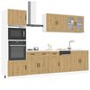 vidaXL Kitchen Cabinet Set Artisan Oak Engineered Wood and Glass