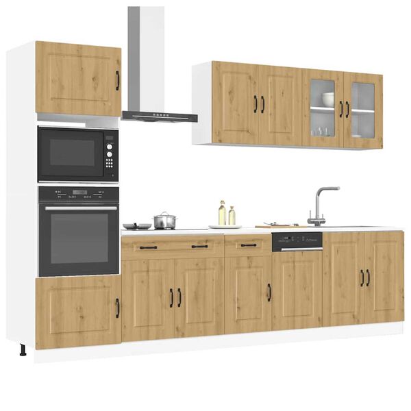 vidaXL Kitchen Cabinet Set Artisan Oak Engineered Wood and Glass