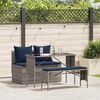vidaXL 3 Piece Patio Dining Set with Cushions Gray Poly Rattan