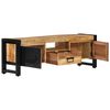 vidaXL TV Cabinet Natural Wood Solid Mango Wood, Powder-Coated Iron Medium