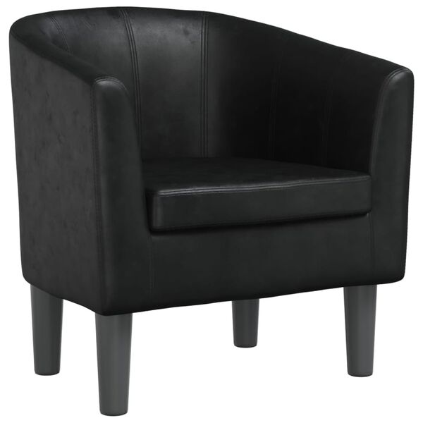 vidaXL Tub Chair Black Faux leather, pinewood, plywood Single Durable