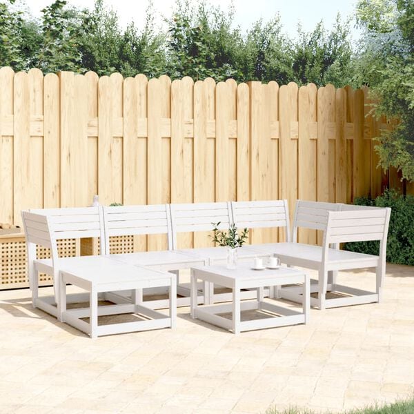 vidaXL Garden Sofa Set White Solid Pine Wood Large Modular