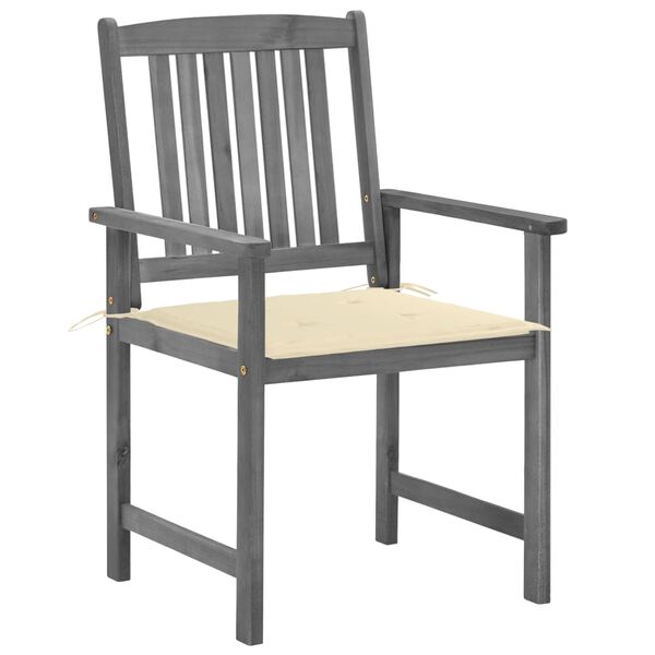 vidaXL Garden Chair Set of 4 Grey Solid Acacia wood Standard Durable