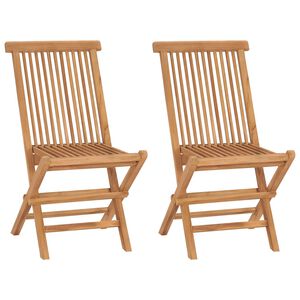vidaXL Garden Chair Set of 2 Natural Teak Solid Teak Wood Standard