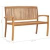 vidaXL Stacking Patio Bench with Cushion 50.6'' Solid Teak Wood