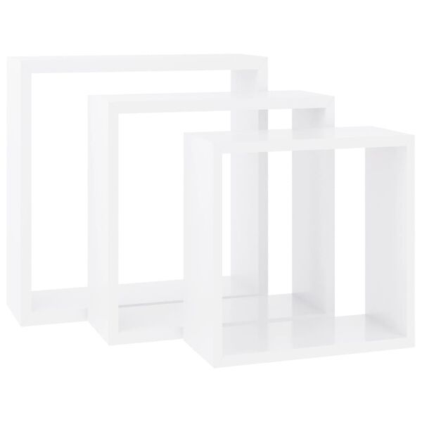 vidaXL Wall Cube Shelf Set of 3 White MDF Small Wall Cube Shelf
