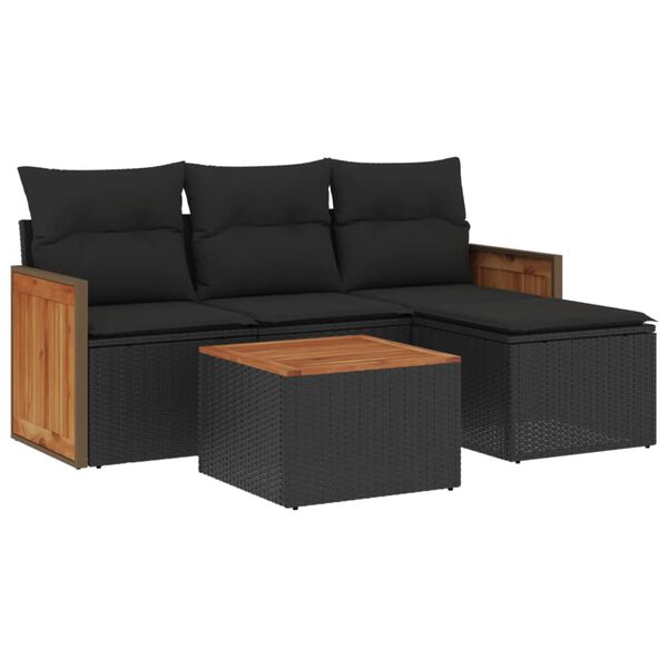 vidaXL Garden Sofa Set Black