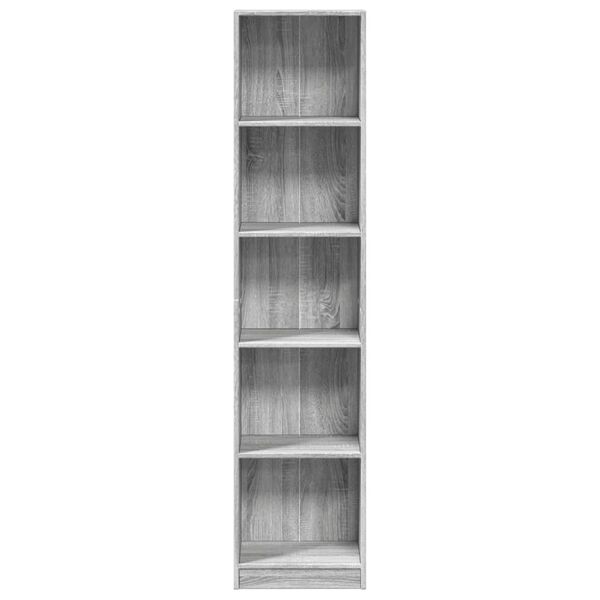 vidaXL Bookcase Grey Sonoma Engineered wood Tall Bookcase Rectangular