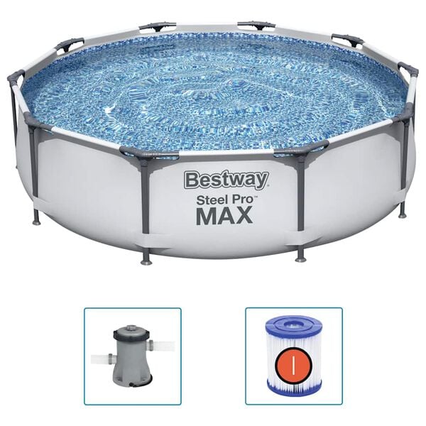 Bestway Swimming Pool Set Grey Tritech material and steel 120.1x29.9 in