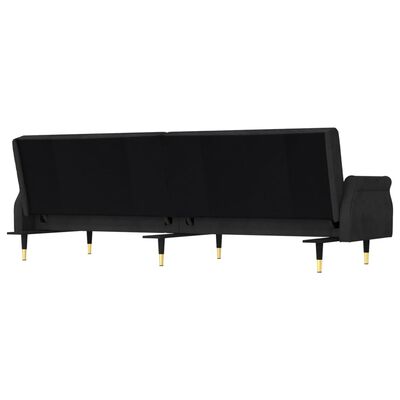 vidaXL Sofa Bed with Cushions Black Velvet