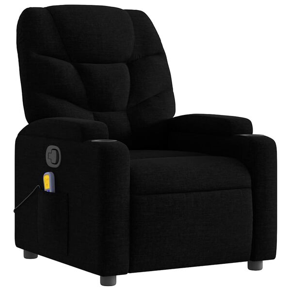 vidaXL Massage Recliner Chair Black Fabric (100% polyester), metal, plywood