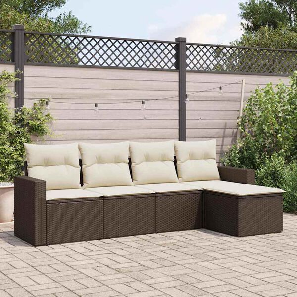vidaXL Garden Sofa Set Brown, Cream White