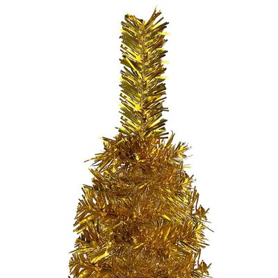 vidaXL Slim Christmas Tree with LEDs Gold 82.7"