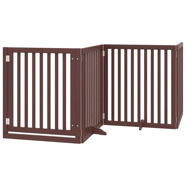 vidaXL Dog Gate Set of 10 Brown Poplar wood Foldable Dog Gate