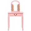 vidaXL Dressing Table with Stool Pink 25.6x14.2x50.4" Paulownia Wood MDF