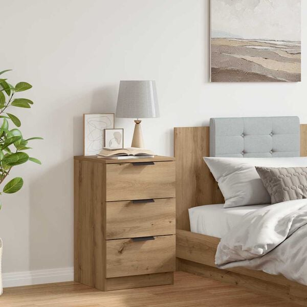 vidaXL Bedside Cabinet Artisan Oak Engineered Wood Standard