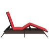 vidaXL Patio Sun Lounger Brown and Red PE rattan 1-person