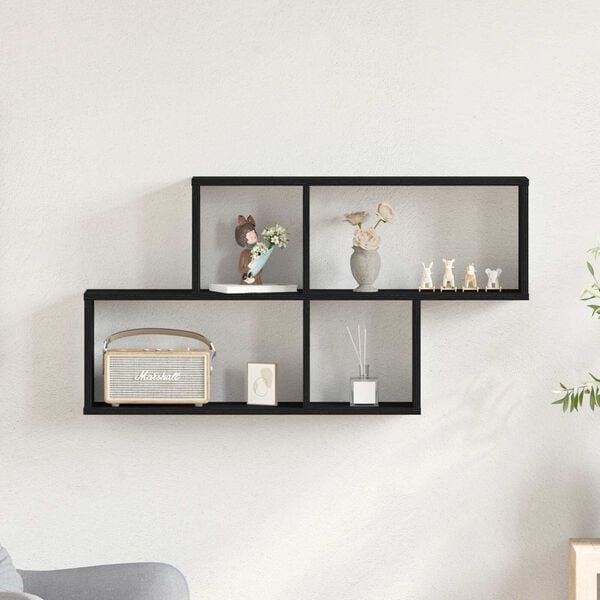 vidaXL Wall Shelf Black Oak 29.92 x 5.91 x 20.87 in Engineered Wood