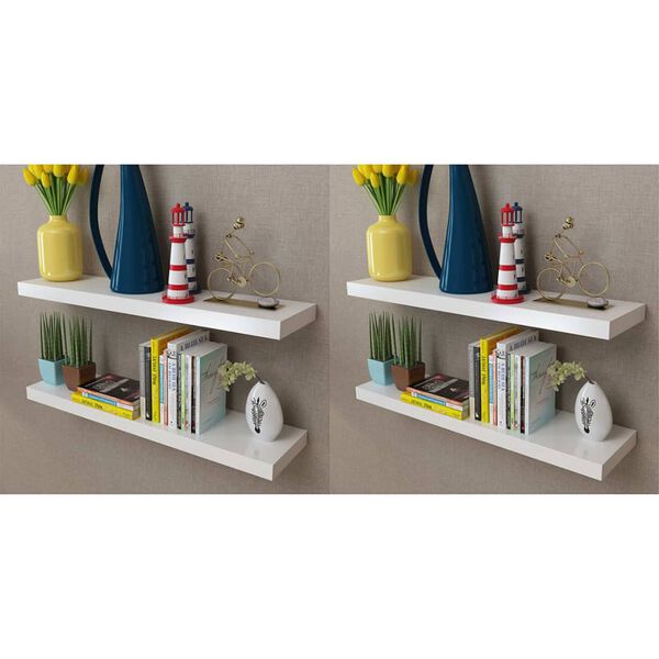 vidaXL Wall Rack Set of 4 White MDF 31.5 in wide Wall mounting