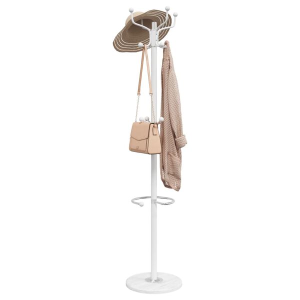 vidaXL Coat Stand White Powder-coated iron and marble