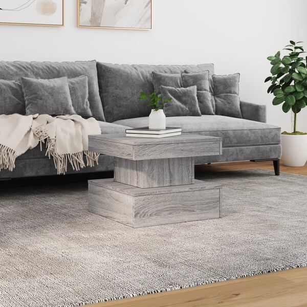vidaXL Coffee Table Grey Sonoma Engineered Wood 19.7x19.7x15.7 in