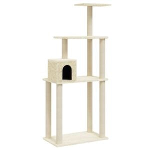 vidaXL Cat Tree Cream Engineered wood Large Adjustable Armrests