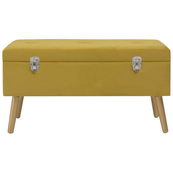 vidaXL Bench Mustard Yellow and Gold Velvet, Solid Pine Wood Medium