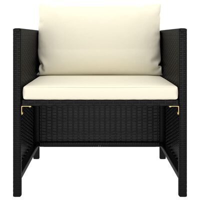 vidaXL 4 Piece Patio Sofa Set with Cushions Black Poly Rattan