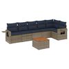 vidaXL 7 Piece Garden Sofa Set with Cushions Grey Poly Rattan