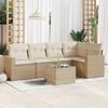 vidaXL Garden Sofa Set Beige PE rattan, powder-coated steel, tempered glass