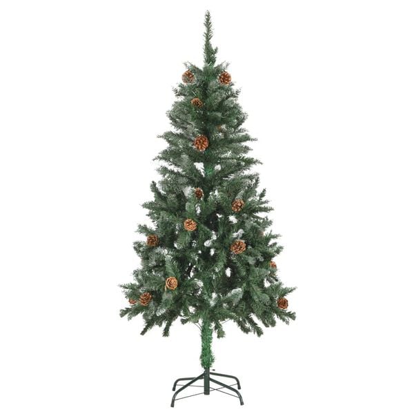 vidaXL Christmas Tree Green and white PVC and iron 59.1 in