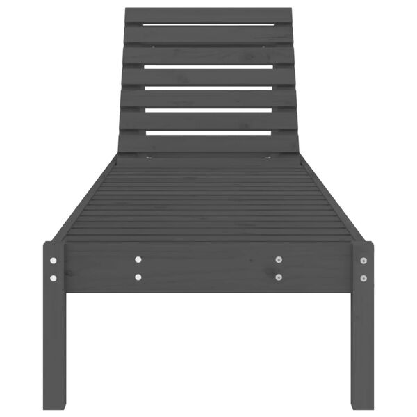 vidaXL Sun Lounger Set of 2 Grey Solid Pine Wood Large