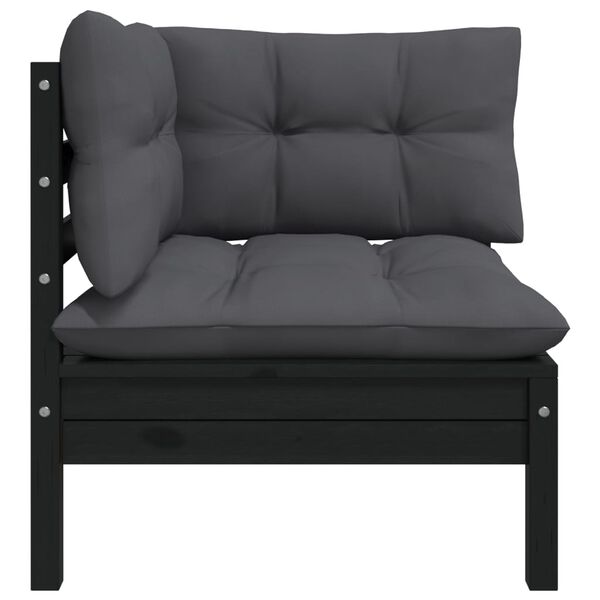 vidaXL 2-seater Garden Sofa Set of 2 Black