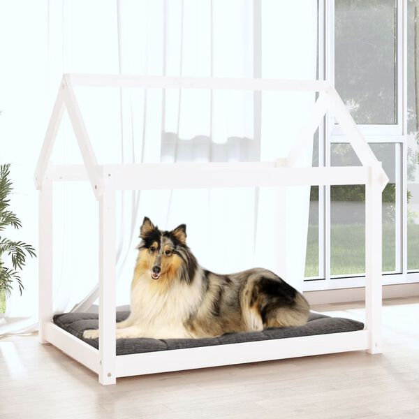 vidaXL Dog Bed White Solid Pine Wood Medium Minimalistic Dog Bed