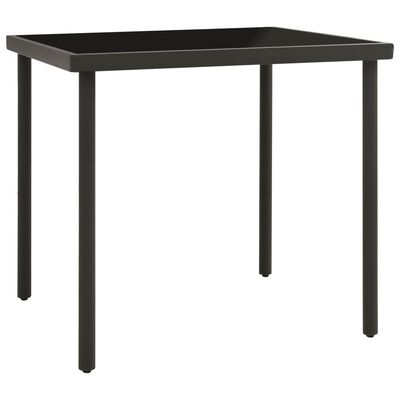 vidaXL Patio Dining Table Anthracite 31.5"x31.5"x28.3" Glass and Steel