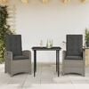 vidaXL Garden Dining Set Grey, Black, Dark Grey (cushions)