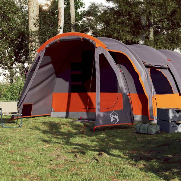 vidaXL Family Tent Tunnel 8-Person Gray Waterproof
