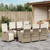 vidaXL Garden Dining Set with Cushion 9 pcs Beige Poly Rattan