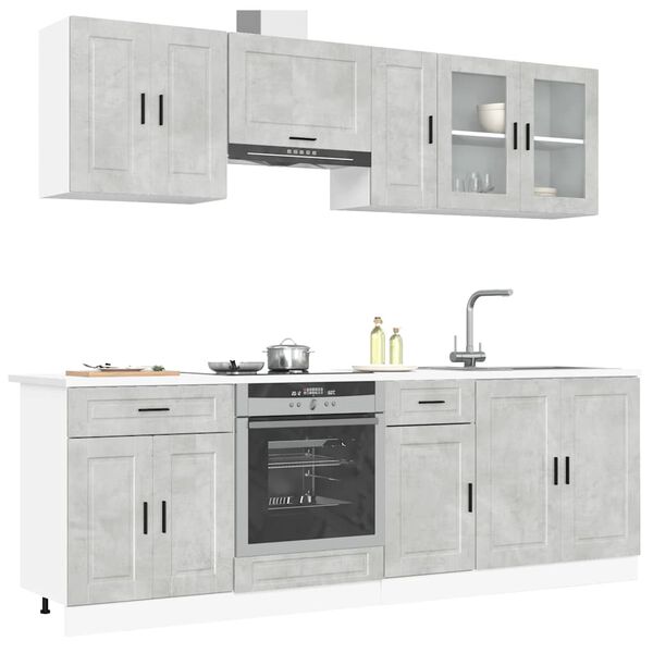 vidaXL Kitchen Cabinet Set Concrete Grey Engineered wood Large