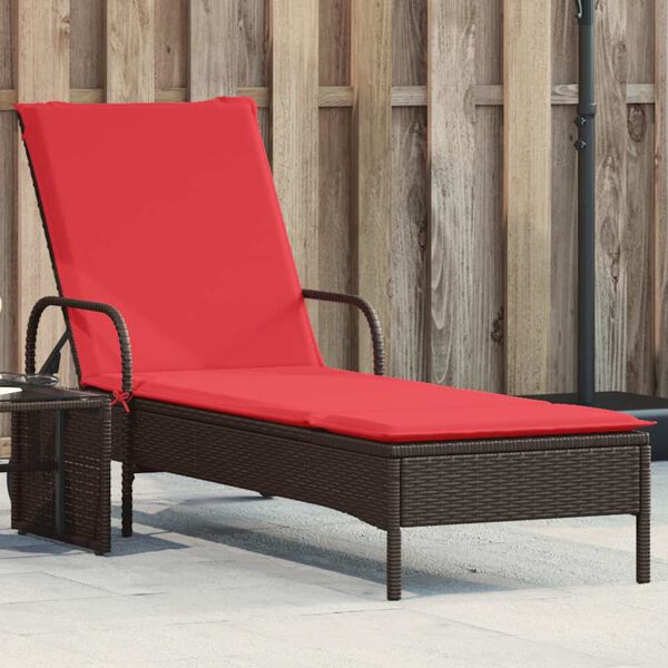 vidaXL Sun Lounger Brown PE rattan, powder-coated steel Standard