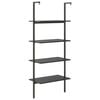 vidaXL Leaning Shelf Black Engineered Wood, Steel Medium Leaning Shelf