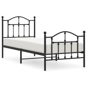 vidaXL Bed Frame Black Powder-Coated Steel 35.4 x 78.7 in Bed Frame