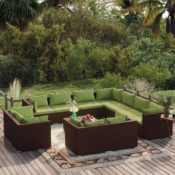 vidaXL Garden Lounge Set Brown PE rattan Large Modular