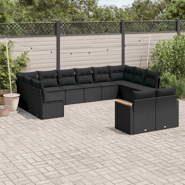 vidaXL Garden Sofa Set Black