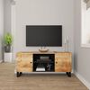 vidaXL TV Cabinet Black Solid mango wood Medium TV Cabinet Rectangular