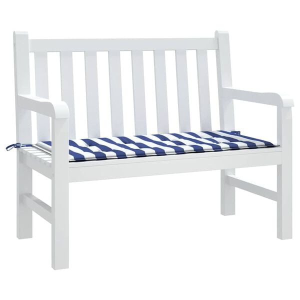 vidaXL Patio Bench Cushion Blue&White Stripe 47.2x19.7x1.6" Oxford Fabric