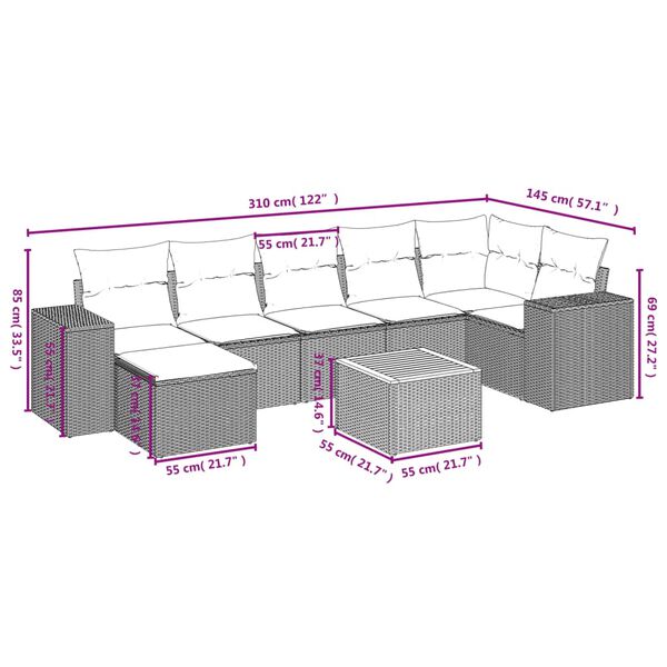 vidaXL Garden Sofa Set Grey